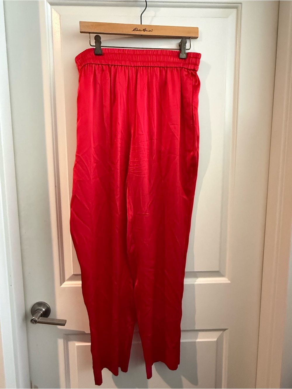 J. Crew Bright Red Silk Pull-On Pants